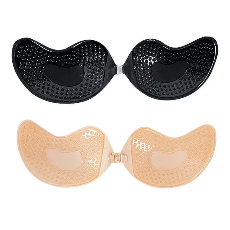 Sutiã Adesivo Invisível de Silicone com Efeito Push-Up – Sem Alças, Sem Costas, Reutilizável
