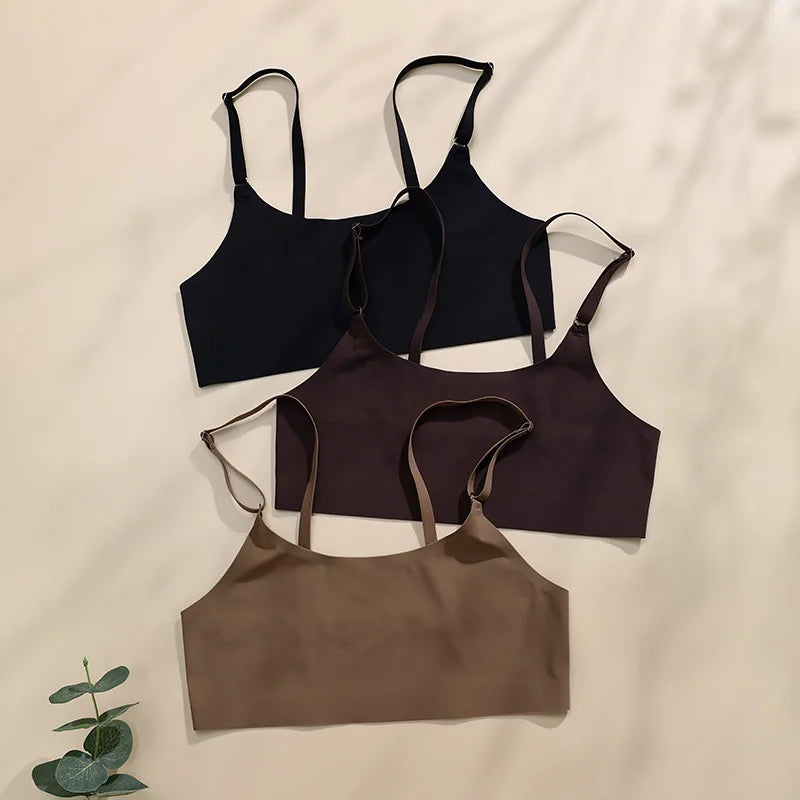 Conjunto de Lingerie Sem Costura e Sem Aro – Sutiã e Calcinha Efeito Ice Silk, Toque Sedoso