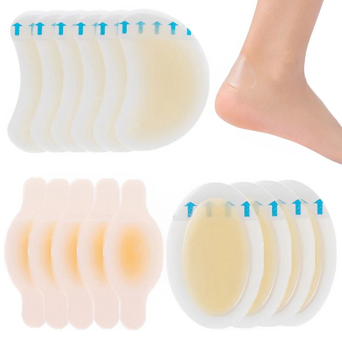 Curativos Invisíveis para Bolhas nos Pés – Gel Hidrocolóide, Kit 15 ou 18 Unidades