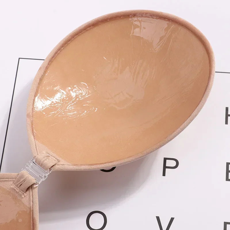 Sutiã Adesivo Invisível de Silicone com Efeito Push-Up – Sem Alças, Sem Costas, Reutilizável