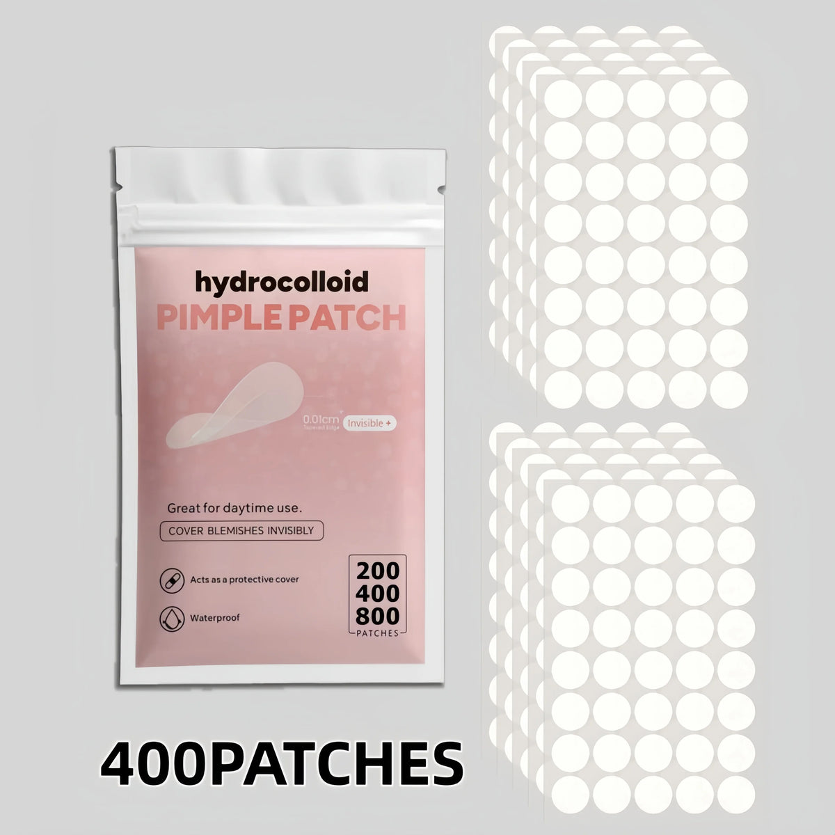 Adesivos Invisíveis para Espinhas (Pimple Patch) – Hidrocolóide, Kit com 200/400/800 Unidades