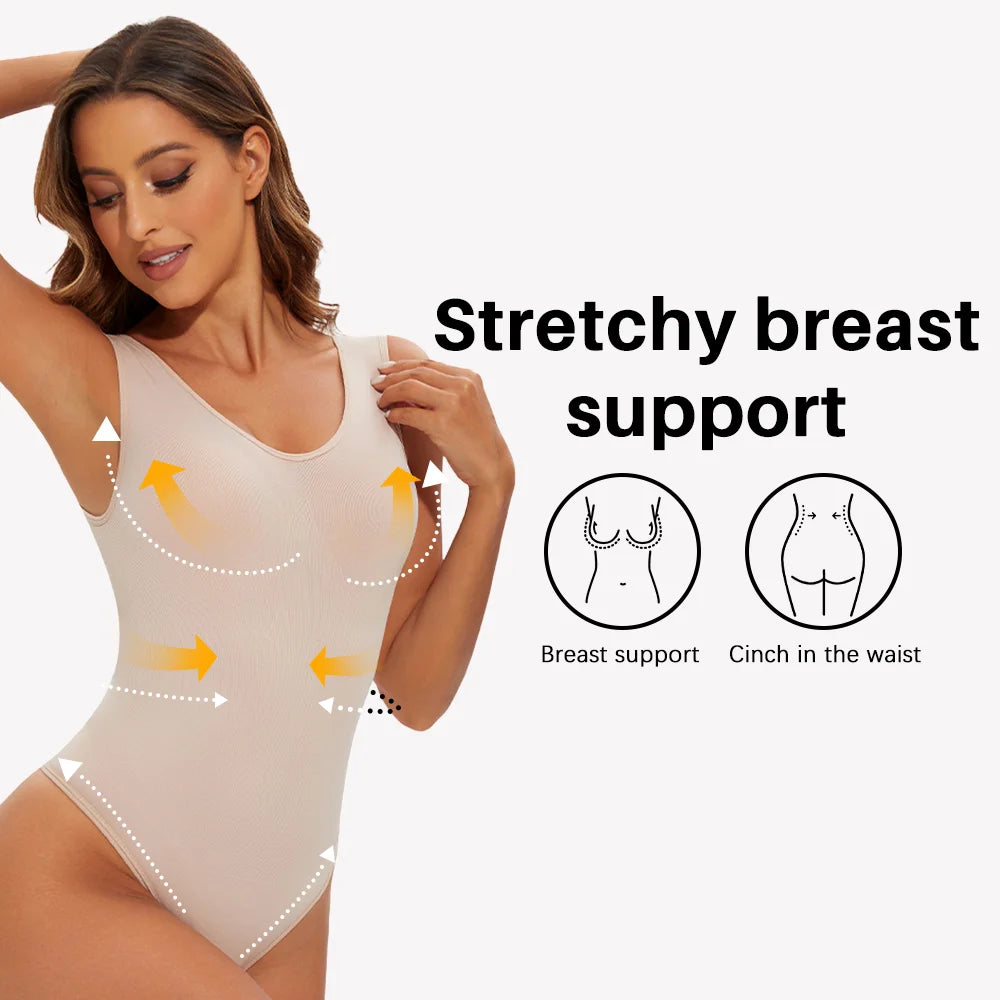 Body Modelador Sem Costura Feminino (Fio Dental, Compressão e Efeito Modelador)
