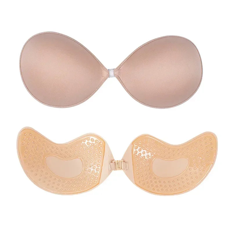 Sutiã Adesivo Invisível de Silicone com Efeito Push-Up – Sem Alças, Sem Costas, Reutilizável