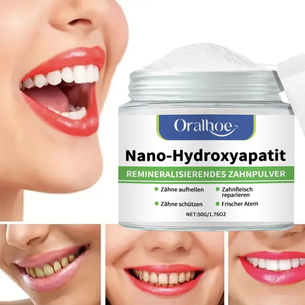Pó Dental Branqueador com 10% de Hidroxiapatita – Remineralizante, Sabor Menta Gelada