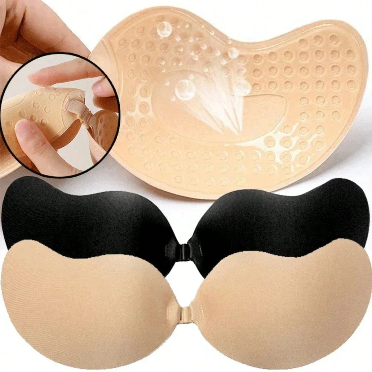 Sutiã Adesivo Invisível de Silicone Hipoalergênico – Bicolor, Sem Escorregar