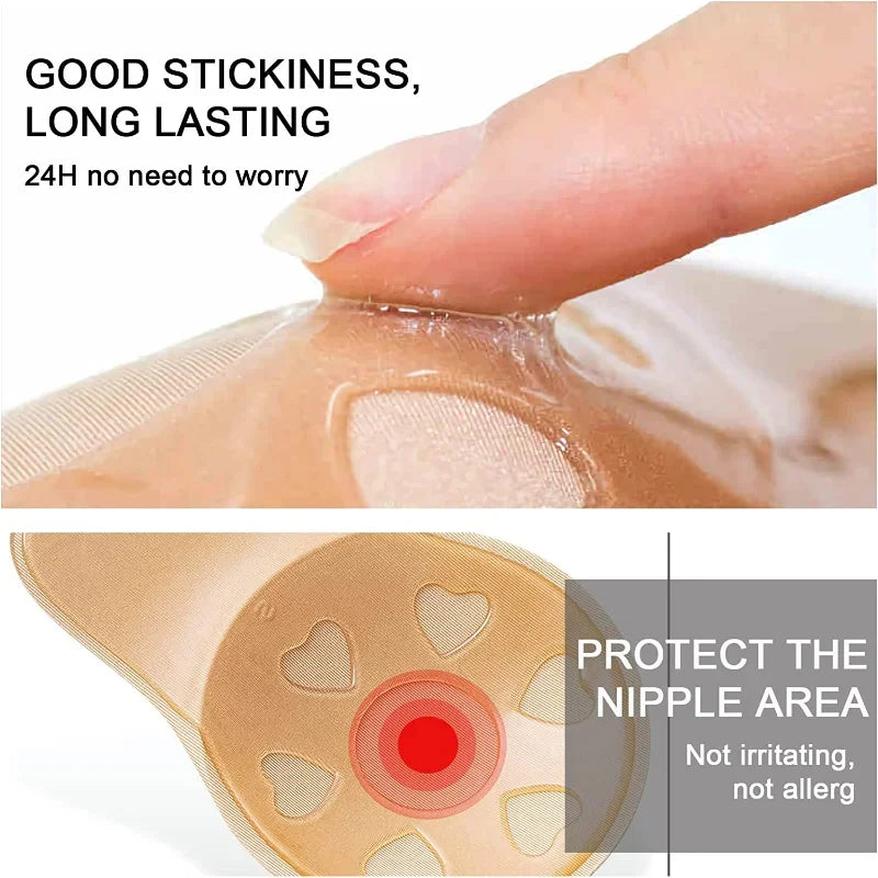 Sutiã Adesivo de Silicone Invisível – Push Up Sem Alças, Reutilizável (P ao GG)