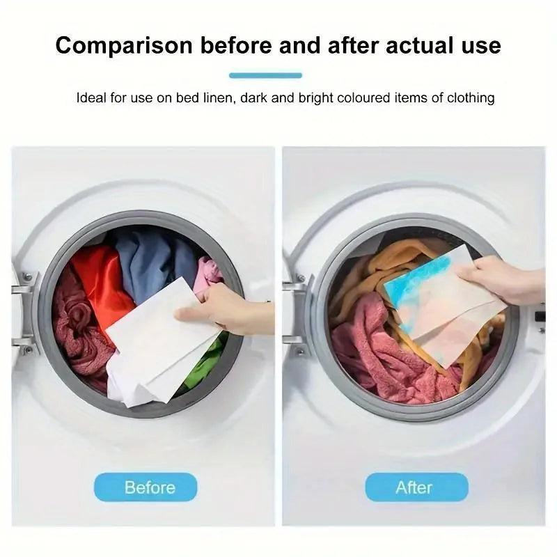 Folhas Anti-Transferência de Cor para Lavanderia – Protege Roupas na Lavagem Mista, Kit 50 Unidades