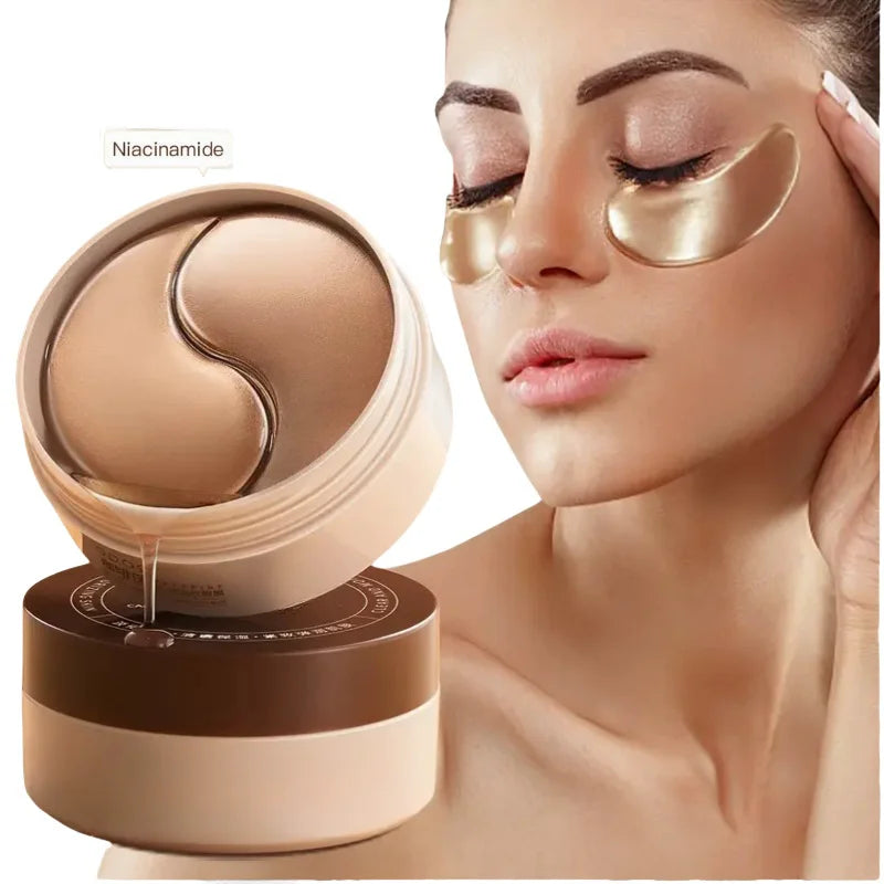 Máscaras para Olhos com Cafeína e Niacinamida – Reduz Olheiras e Inchaço, Caixa com 60 Unidades