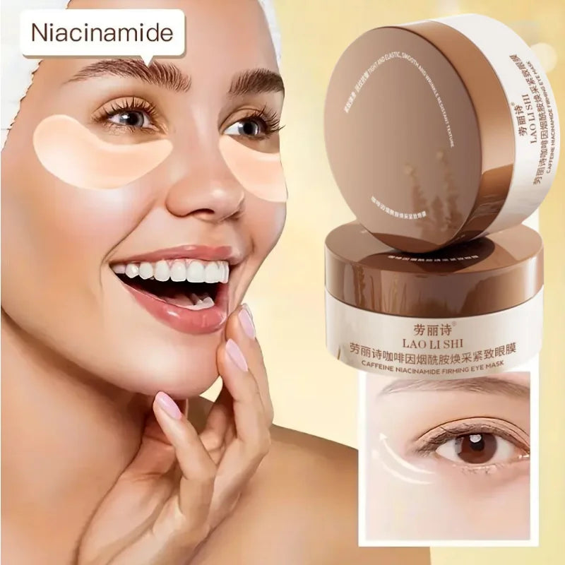 Máscaras para Olhos com Cafeína e Niacinamida – Reduz Olheiras e Inchaço, Caixa com 60 Unidades
