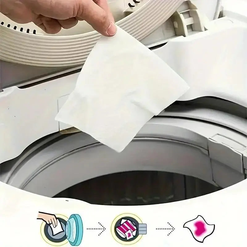 Folhas Anti-Transferência de Cor para Lavanderia – Protege Roupas na Lavagem Mista, Kit 50 Unidades