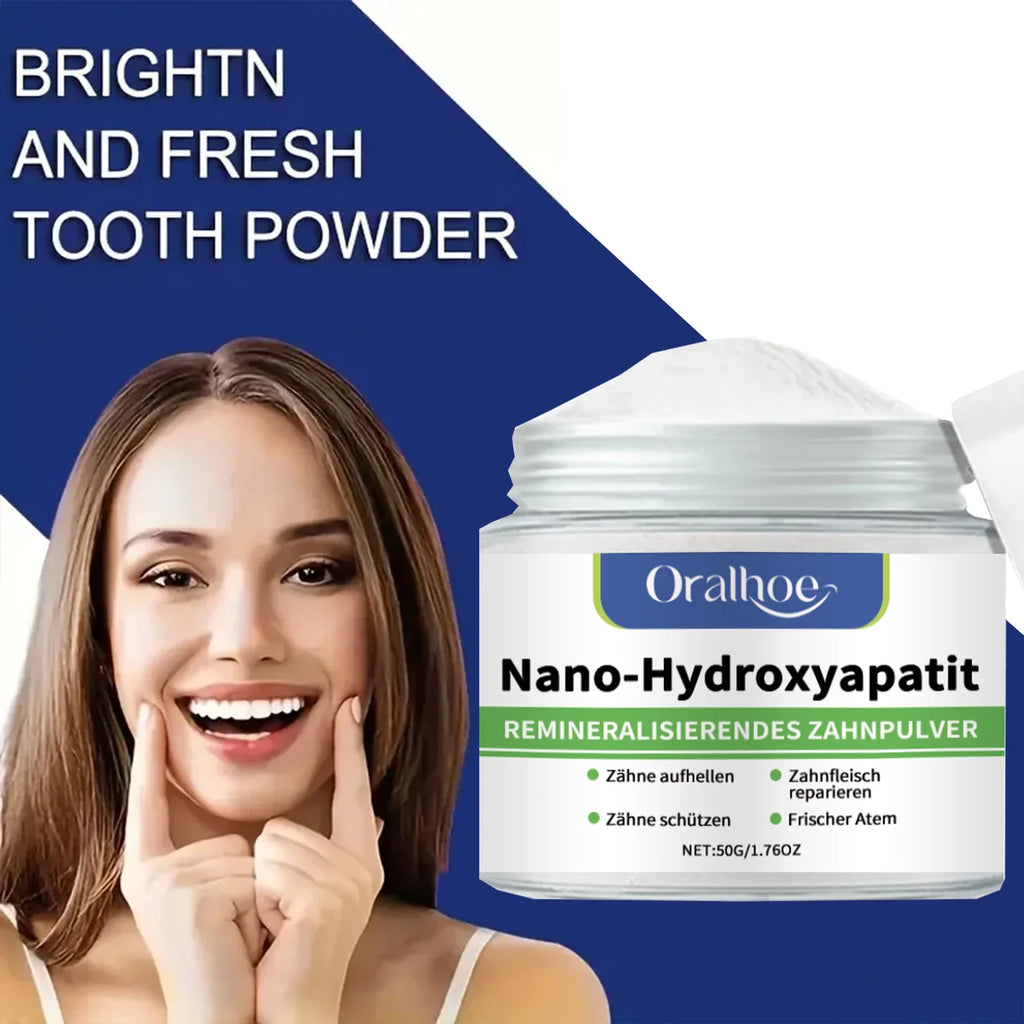 Pó Dental Branqueador com 10% de Hidroxiapatita – Remineralizante, Sabor Menta Gelada