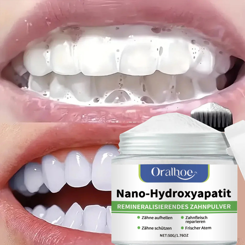 Pó Dental Branqueador com 10% de Hidroxiapatita – Remineralizante, Sabor Menta Gelada