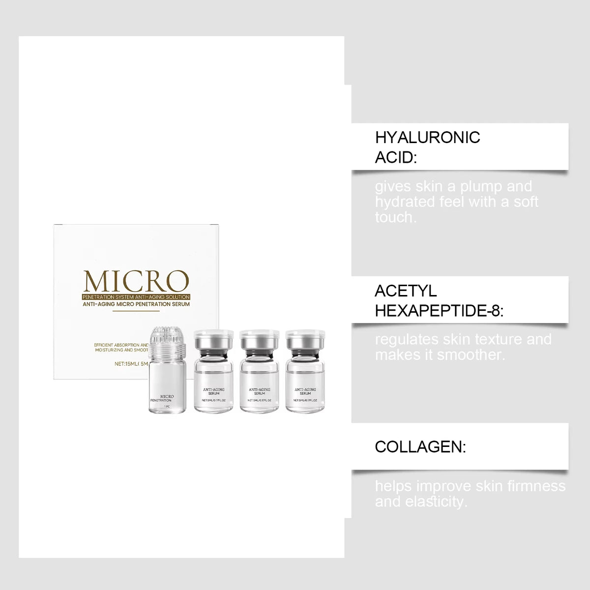 Sérum Facial de Colágeno Anti-Rugas – Hidratação, Firmeza e Limpeza de Poros