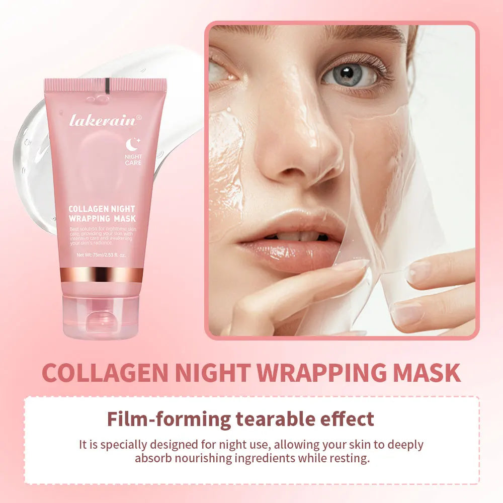 Máscara Facial Peel-Off de Colágeno Estilo Coreano (K-Beauty) – Firmeza, Elasticidade e Hidratação Profunda para Uso Noturno