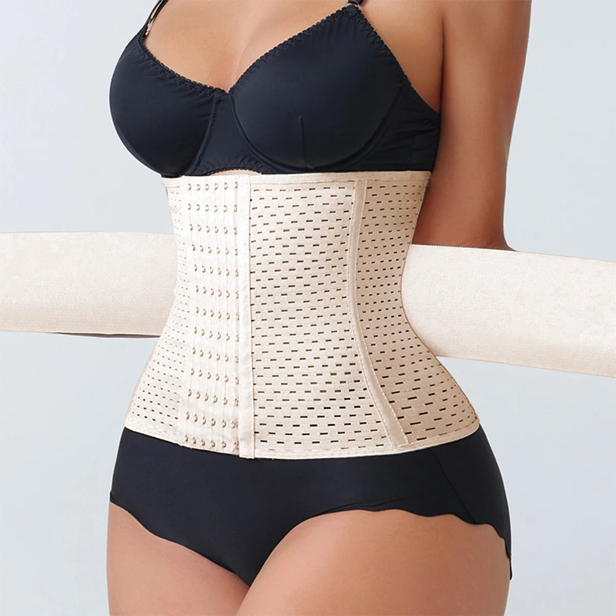 Cinta Modeladora Waist Trainer em Neoprene – Zíper Ajustável, Controle de Barriga e Suporte nas Costas